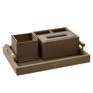 轻奢客厅茶几纸巾盒套装多功能高档遥控器收纳盒办公室桌面抽纸盒