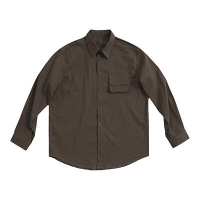 收留方领长袖商务休闲小口袋