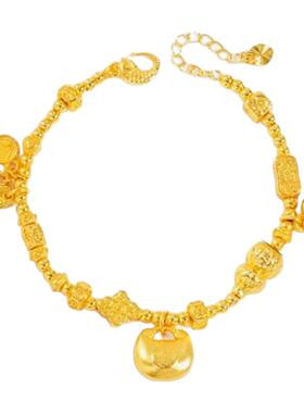 金店同款沙金小胖福葫芦盘缠手链