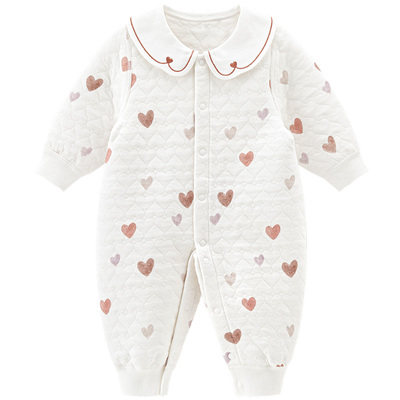 乖奇熊冬季女宝宝夹丝棉连体衣