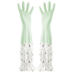 家用厨房洗碗手套女冬季加绒加厚防水耐用洗衣服专用胶皮橡胶家务