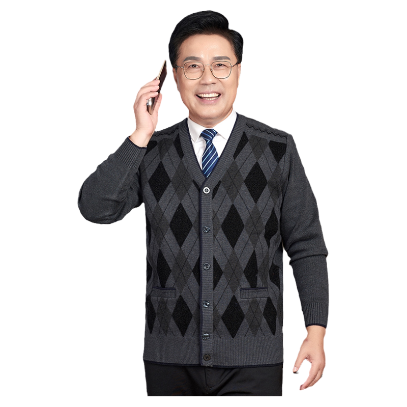 中老年男士保暖春秋款外套毛线衫