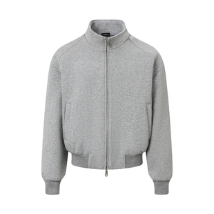 EntryLev重磅加厚空气层立领外套短款宽松卫衣夹克双拉拉链上衣