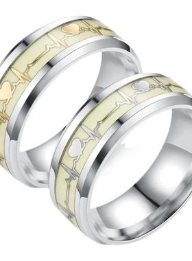 时尚韩版不锈钢夜光发光戒指