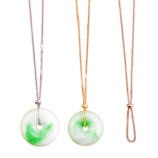 s999纯银平安扣专用项链穿小孔肖邦链s925万能链黄镀金色链穿珠女