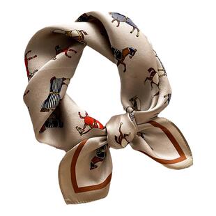 2025新款爆款真丝绸马车小方巾女秋冬围巾高档洋气百搭桑蚕丝丝巾