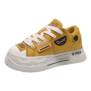 奇安达原创帆布鞋女款5CM厚底增高板鞋学生面包鞋男情侣休闲鞋潮