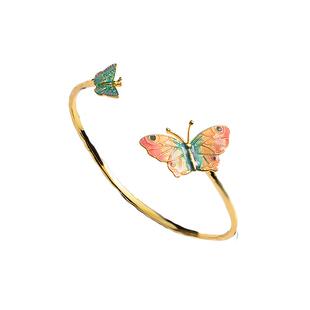 彩色珐琅蝴蝶开口手镯女冷淡风森系超仙时尚百搭小众装饰饰品仙气