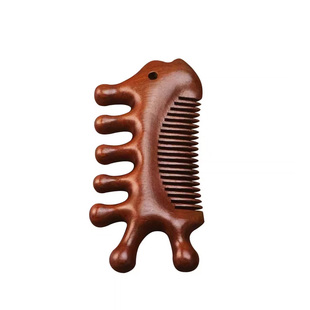 多功能按摩梳子仿檀木梳子头部经络刮痧头疗养生梳三合一加厚细齿