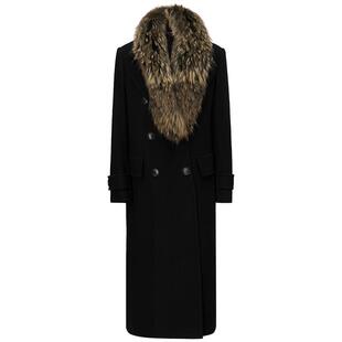 【貉子毛领】FF仿佛毛呢大衣女2025冬季新款长款时尚呢子外套