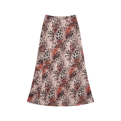 大眼LARGE EYE 豹纹美学 斜裁鱼尾小个子半身裙长裙金丝雪纺春夏