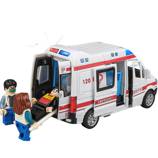 男孩女孩合金救护车玩具仿真120小汽车模型急救车儿童回力玩具车