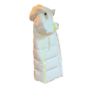 2025新款冬装亮面免洗羽绒服女中长款韩系拼色飘带白鸭绒外套潮