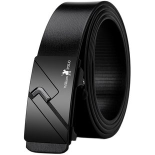 保罗无牙内穿皮带男士真皮腰带自动扣青年商务休闲潮流牛皮裤腰带