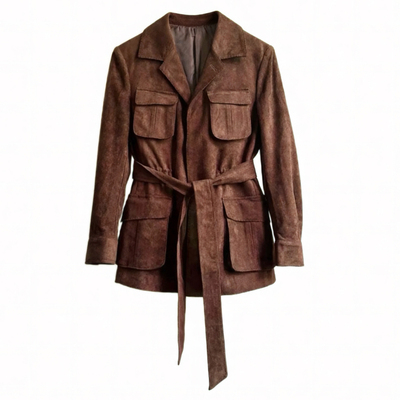 秋冬男士英伦复古麂皮绒猎装夹克