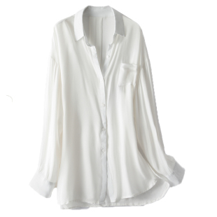 原创性感睡衣女款高级感长袖白色衬衫纯欲风拼接蕾丝家居服两件套