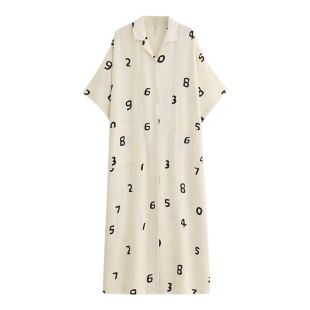 睡衣睡裙女款夏季家居服夏款纯棉纱布短袖开衫长款大码休闲可外穿