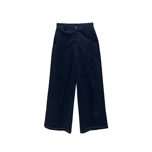 Punkhoo 春季韩系藏青高腰直筒裤女宽松显瘦显高休闲百搭阔腿复古