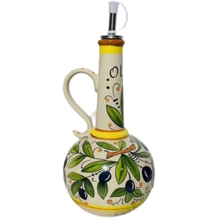欧式特色克罗地亚釉下彩陶瓷油壶橄榄油瓶油醋瓶厨房调料瓶引流瓶