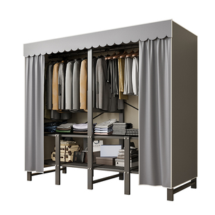 免安装衣柜家用卧室简易布衣柜出租房用全钢架折叠挂衣橱储物柜子