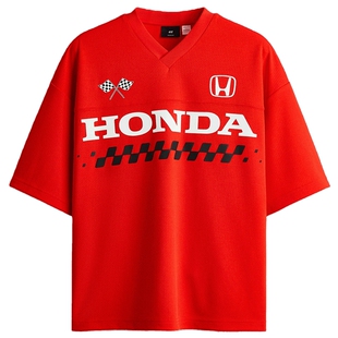 【Honda】HM男装女装T恤夏季本田大廓形印花网眼布短袖1331359