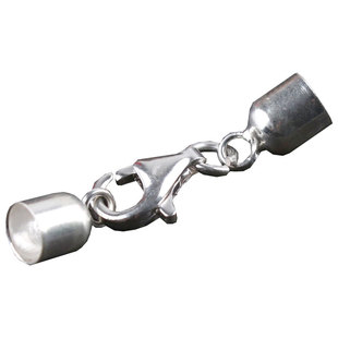 S925银皮绳扣蜡绳连接扣 弹簧扣龙虾扣项链绳扣头开口圈diy配件