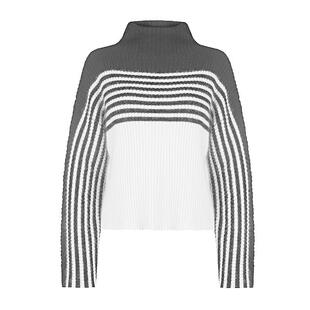 【商场同款】sdeer圣迪奥女半高领撞色条纹宽松针织衫S25483524