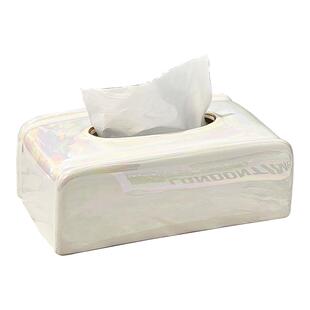 轻奢陶瓷高级感高档纸巾盒客厅茶几餐巾纸盒子餐桌家用抽纸盒摆件