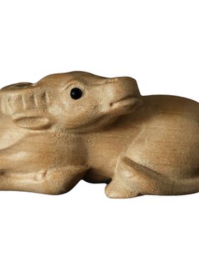 桃木牛木雕摆件家居装饰玄关摆件可爱手把件属相牛吉祥物生日礼物
