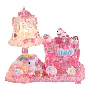 儿童DIY贴纸小夜灯材料包笔筒梦幻女孩水晶灯透明冰块笔筒玩具