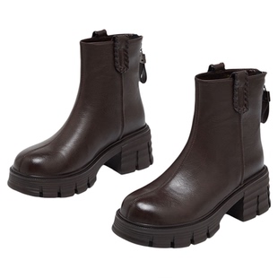 exull/依思Q厚底短靴女秋冬单靴2025新款瘦瘦靴时尚英伦风马丁靴