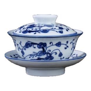贵和祥超值青花灵芝盖碗陶瓷功夫茶具套装景德镇手绘茶碗茶杯三才