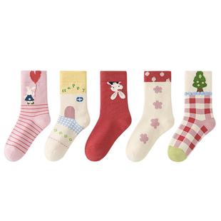 六指鼠儿童袜子女童宝宝中高筒袜春秋季厚款秋冬天女孩小腿堆潮袜