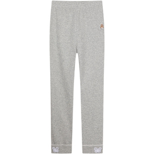 暇步士童装女童打底裤春秋季新款大童可爱花边裤子儿童修身长裤