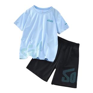 男童速干短袖短裤套装夏季2026新款网眼儿童运动两件套中大童冰丝
