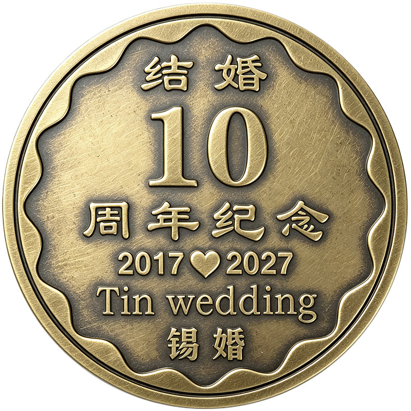 铭昔社结婚周年纪念日复古铜章