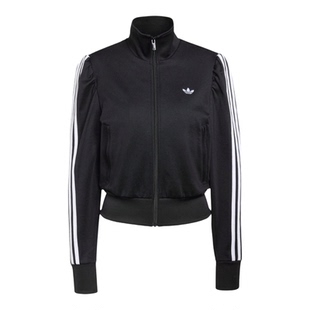 Adidas三叶草2026春女子高腰修身立领条纹运动外套 KS1362-KS1363
