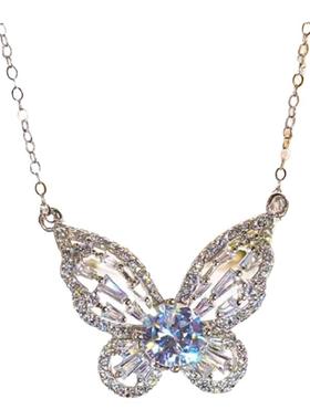 莫桑石满钻蝴蝶项链轻奢