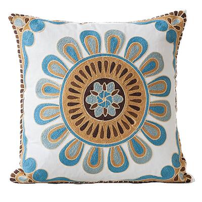 美式奢华纯棉刺绣北欧风抱枕套