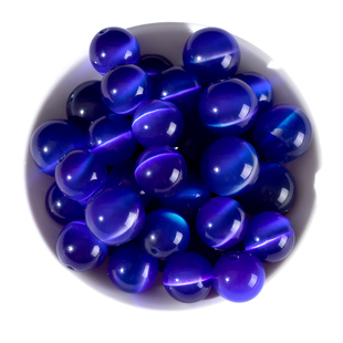 宝蓝色猫眼石散珠串珠手工diy材料水晶猫眼珠手链手串圆珠子配件