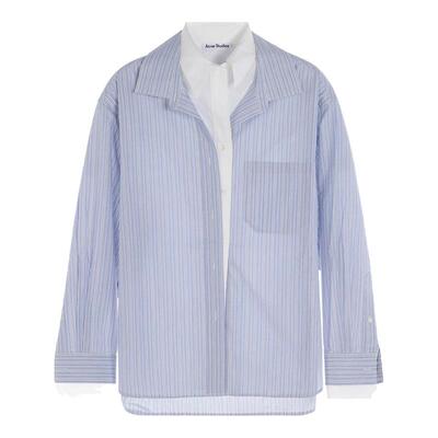 ACNE STUDIOS 25秋冬女士细条纹假两件长袖衬衫银泰百货 301574