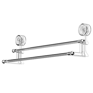 毛巾架免打孔卫生间浴室吸盘式置物架高级毛巾浴巾不锈钢挂杆架子