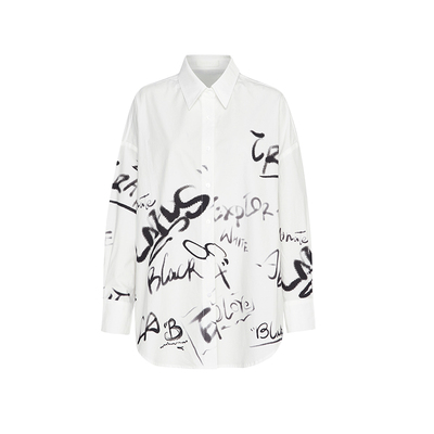 La pargay 【犹在镜中】宽松涂鸦印花衬衫 街头随性 L75301006V