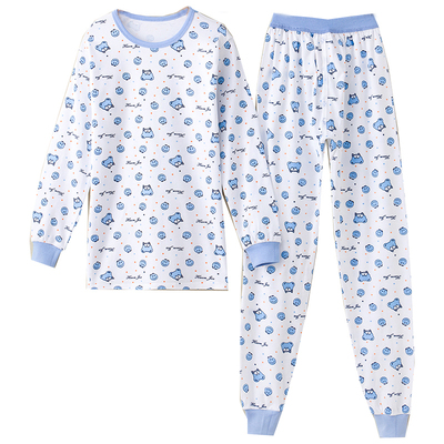 全纯棉儿童内衣套装圆领低领男