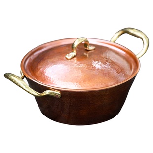 铜锅双耳米线锅纯紫铜手工加厚燃气汤炖锅家用电磁炉涮肉火锅商用