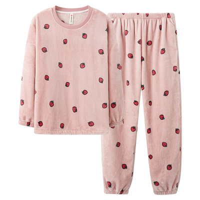 新款珊瑚绒加绒保暖睡衣套装