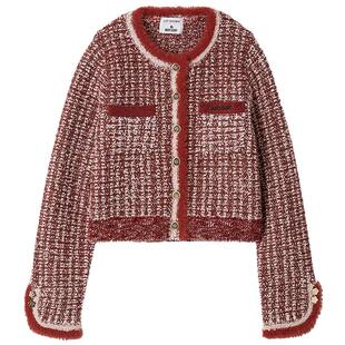 LILY BROWN2025秋冬新品MARY QUANT圆领小香风针织开衫LWND255030