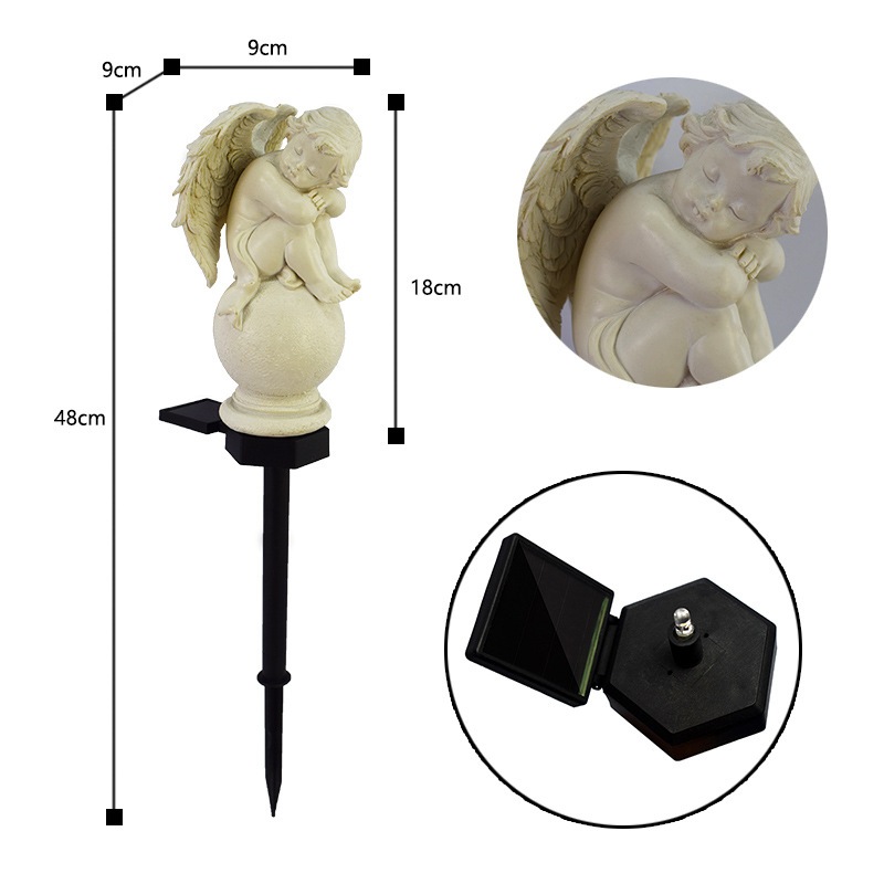 16新品欧式太阳能户外树脂小天使防水庭院装饰插花园灯地草坪灯景