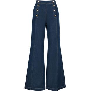 Vero Moda牛仔裤2026春季新款含棉高腰双排扣喇叭裤精致时髦通勤