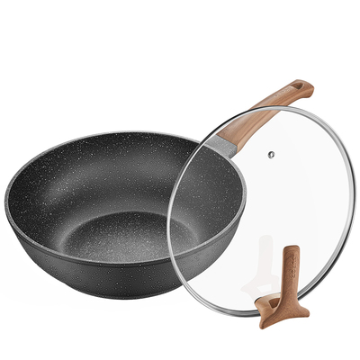 苏泊尔不粘锅家用炒锅燃气煤气灶电磁炉适用平底锅麦饭石色炒菜锅